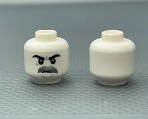LEGO White Minifigure Head Gray Moustache Black Eyebrows Series 25 CMF Detective - Picture 1 of 7
