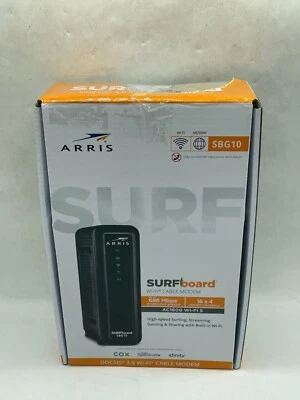 ARRIS SURFboard SBG10 DOCSIS 3.0 16 x 4 Gigabit Cable Modem & AC1600 Wi-Fi Route - Image 1 of 4