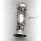 Openwork Trumpet Vase Sterling Silver Glass Liner 1898 London