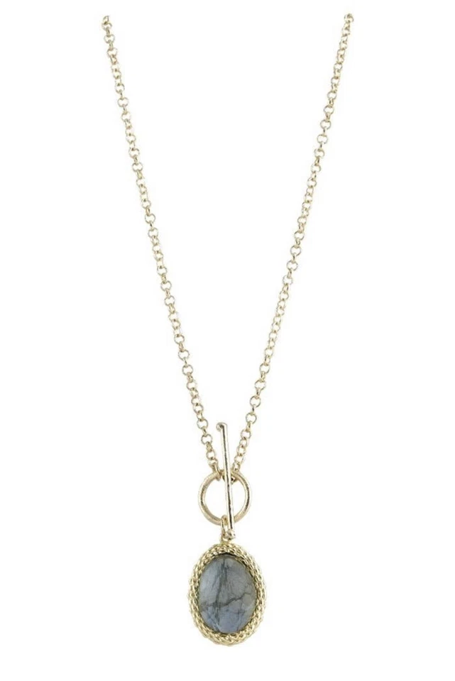 "Collar de labradorita Marcia Moran Nima 18"" colgante frontal palanca nuevo con etiquetas 18k GP $117" Foto 1 de 1