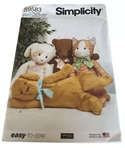 Simplicity modello da cucire S9583 peluche posabile peluche gatto orso cane UC - Foto 1 di 7