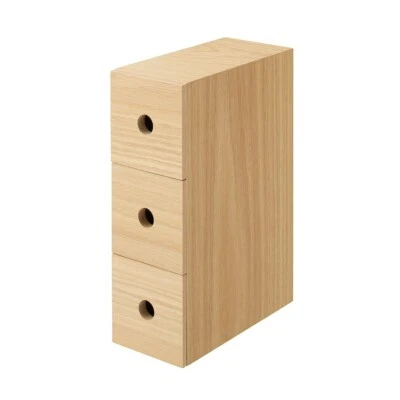 MUJI Wood Small Storage Drawer Box Three stage 8.4ｘ17× 25.2cm Organize Desk - Image 1 of 4