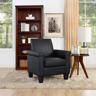 Modern Faux Leather Accent Chair Single Sofa Upholstered Living Room Armchair - Image 1 of 4