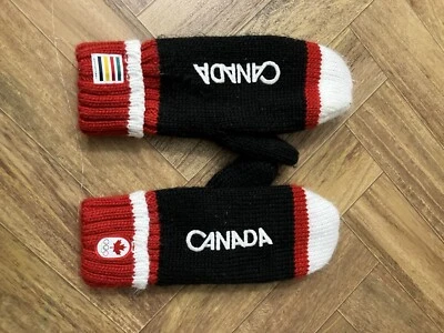 Go Canada вязаные варежки для взрослых перчатки темно-синий красный и белый L4 - Изображение 1 из 4