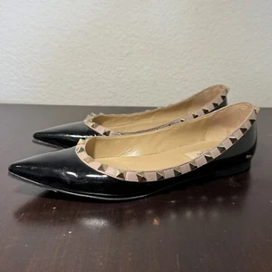 Valentino Garavani Patent Rockstud Ballet Flat Women’s EU 37.5 US 7 Black - Picture 1 of 13