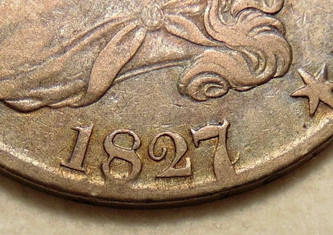 1827/6 Bust Half Dol - Pleasing Overton-102 1827/6 Var - Very Nice VF+ Coin Cover