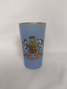 Vintage Queen Elizabeth II Coronation Blue Glass Tumbler Highball UK Royalty - Picture 1 of 6
