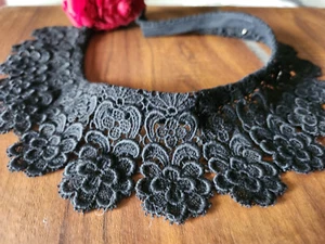 Antique Vintage Black Guipure Collar New Costume Collection B7-69 - Picture 1 of 4