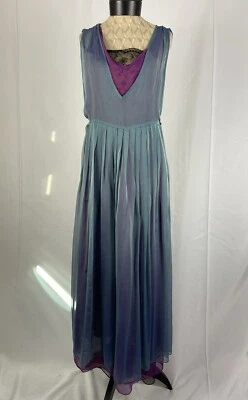 Vestido Cynthia Rowley Talla M Vintage Triple Capa Dramático Seda Foto 1 de 4