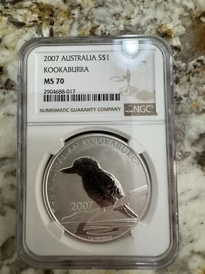 2007 $1 Australia Kookaburra 1 oz Silver Coin NGC MS 70 - Image 1 of 2