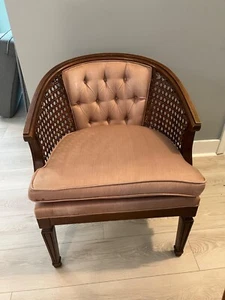 Vintage Faux Bamboo and Cane Tufted French Style Chairs Set of 2- Mauve - Picture 1 of 2