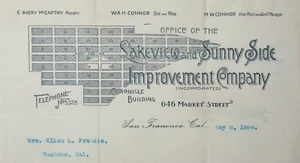 San Francisco CA Real Estate History Adolph Sutro Lakeview Development Letters - Picture 1 of 6