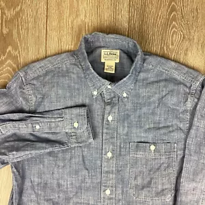 L.L. Camicia Bean Denim Piccola Regolare Uomo Blu Manica Lunga - Foto 1 di 7