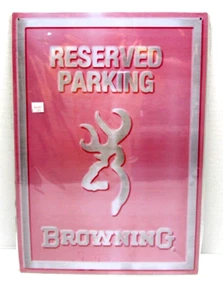 NEW Browning Logo Metal Sign Deer Logo PINK RESERVED PARKING - Picture 1 of 5