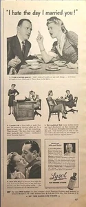 Desinfectante Lysol para mujer Hygeine pareja loca maquillaje anuncio impreso vintage 1943 - Imagen 1 de 4