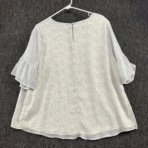 AVi and VIv Womens Top 1X Multicolor Floral Flutter Sleeve Flare - Picture 1 of 11