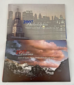 2007 Two U.S. Mint Annual Uncirculated 14 Coin Sets Philadelphia & Denver Mints - Picture 1 of 4