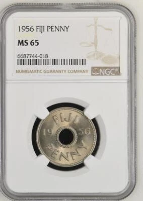 Fiji 1 Penny 1956 NGC MS 65 - Image 1 of 2
