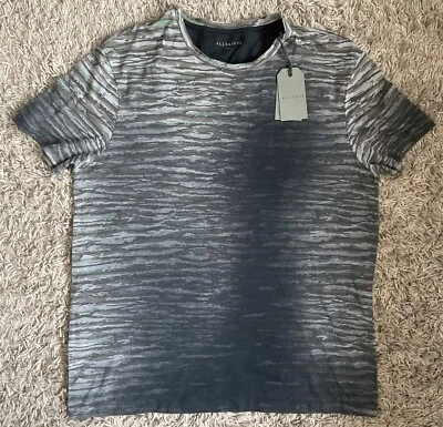 All Saints Horizontal Camo SS Crew Cotton T-Shirt Size Large  BRAND NEW - Image 1 of 4