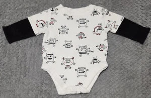 Garanimals ~ Boy's 1 Pc Top ~ Size 0-3 Months ~ White + Black ~ Monsters. - Picture 1 of 7