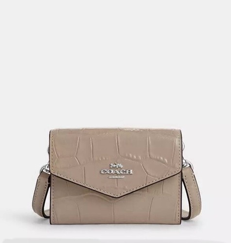 Coach CU175 Mini portafoglio busta con cinturino in pelle di coccodrillo goffrata NUOVO WP108