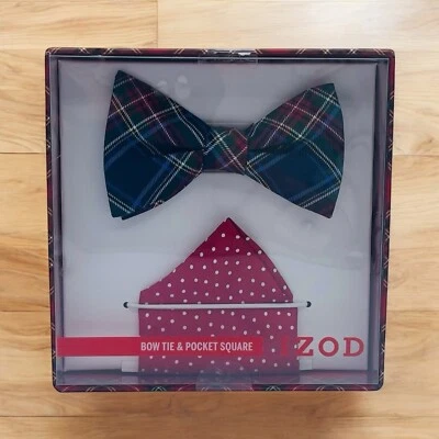 Pajarita y bolsillo cuadrado a cuadros y lunares IZOD NUEVO Foto 1 de 4