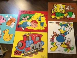 Vintage Wooden Puzzles Lot of 5 assorted PLAYSKOOL, SIFO and CONNER - Picture 1 of 4