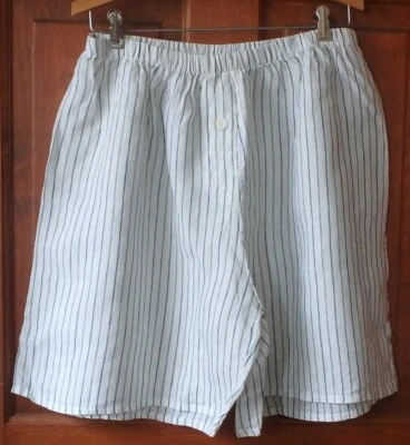 Pantalones Cortos de Lino FLAX Designs M Nuevos con Etiquetas Pantalones Cortos Box'd Up Rayas de Estaño Foto 1 de 4