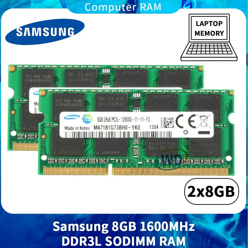 Samsung 16GB 8GB 4GB 2G DDR3L 1600MHz PC3L-12800S 204Pin 1.35V Laptop RAM LOT UK - Image 1 of 4