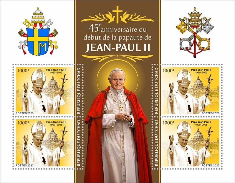 2023/04 - CHAD - JOHN PAUL II              4V  complet set    MNH ** - Image 1 of 1
