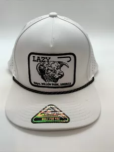 Lazy J Ranch White Performance Bull Patch Rope Five Panel Trucker Hat - Picture 1 of 3