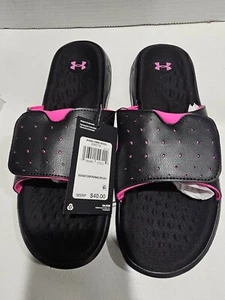 Under Armor Women's Ignite Pro Slide Black Pink Size 11  - Picture 1 of 8