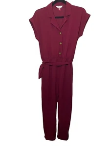 No boundaries burgundy jumpsuit with tie size xs NWT - Picture 1 of 6