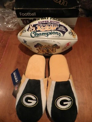 Футбольный мяч Green Bay Packers Super Bowl 31 Wilson полный размер ограниченное издание  и тапочки - Изображение 1 из 4