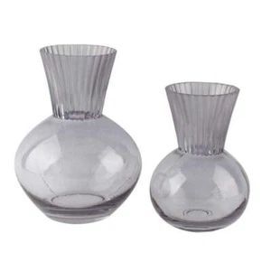 Colored Glass-Table Vase-Set of 2-Tulip Shaped-Smoky Gray - Picture 1 of 7