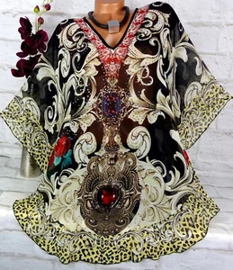 Designer Poncho Bluse Shirt Tunika Hängerchen Chiffon Oversize Strass 46 48 50 - Bild 1 von 6