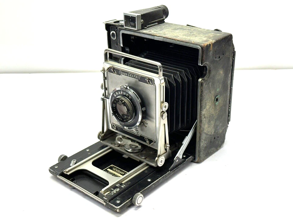 Graflex Speed Graphic 4x5 Camera w/ Graphex 101mm f4.5 Optar Lens Untested - Image 1 of 4