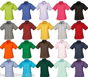 Mujer Blusa Manga Corta Ocio Negocio Camisa Talla Especial Fácil 34-54 (BW302) - Imagen 1 de 21