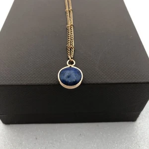Lapis Lazuli September Birthstone Necklace Gold Tone Beaded Chain Gemstone Gift - Picture 1 of 9