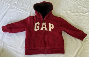 Baby Gap GAP Heavy Full Zip Lined Hooded Jacket Size 2T Red *preowned* - Picture 1 of 11