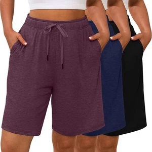 3 Pack Plus Size Bermuda Shorts for Women Comfy Loose Casual Drawstring Sweat... - Picture 1 of 6