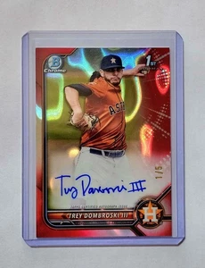 Bowman Chrome Draft 2022 Trey Dombroski III 1st Auto/5 Red Aqua - Imagen 1 de 1