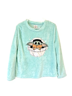 Disney 100 Star Wars Grogu Suéter Difuso Niña Mediano (8-10) Verde Azulado Sudadera Foto 1 de 4