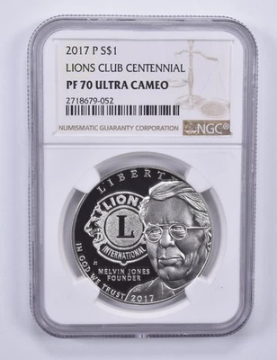 2017-P Lions Club Centennial Commemorative Dollar PF70 UCAM NGC *5270 - Image 1 of 4