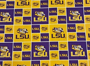 LSU Tigers Cotton Fabric 1 1/2 yards NCAA Football Louisiana State University - Picture 1 of 7