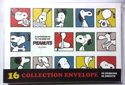 Peanuts Snoopy 75 Jahre 16 Designs Umschlag Set Made in Japan ECKIG - Bild 1 von 3