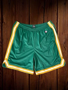 Pantaloncini basket uomo Champion vintage verde XL maglia gialla a righe anni 90 (1) - Foto 1 di 8