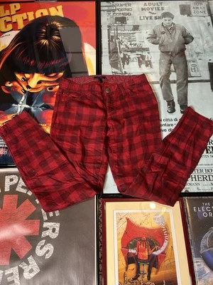 Pantalone vintage Tommy Hilfiger rosso tartan affusolato slim fit donna taglia 2 28X29 - Immagine 1 di 4