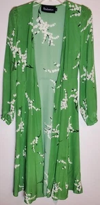 FLAWED PLEASE READ Realisation Par Violette Green Silk Midi Jacket Kimono XXS - Picture 1 of 11