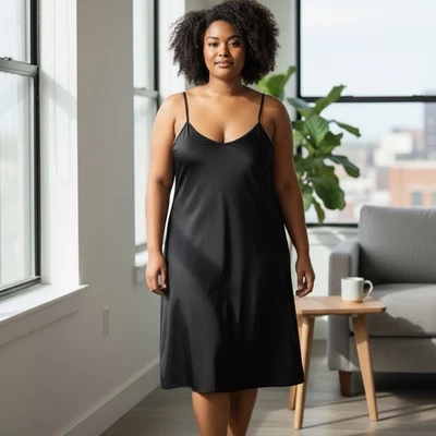 Vintage Vanity Fair Black Size 2X Mini Slip Dress Night Out Party Goth Glam y2k - Image 1 of 4